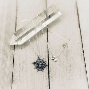 Spider Web Sterling Silver Spider Necklace